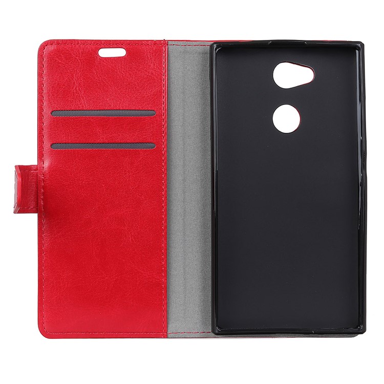 Crazy Horse Texture Wallet Stand Leather Shell for Sony Xperia L2 - Red-3