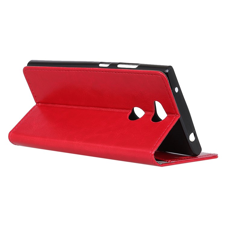 Crazy Horse Texture Wallet Stand Leather Shell for Sony Xperia L2 - Red-4
