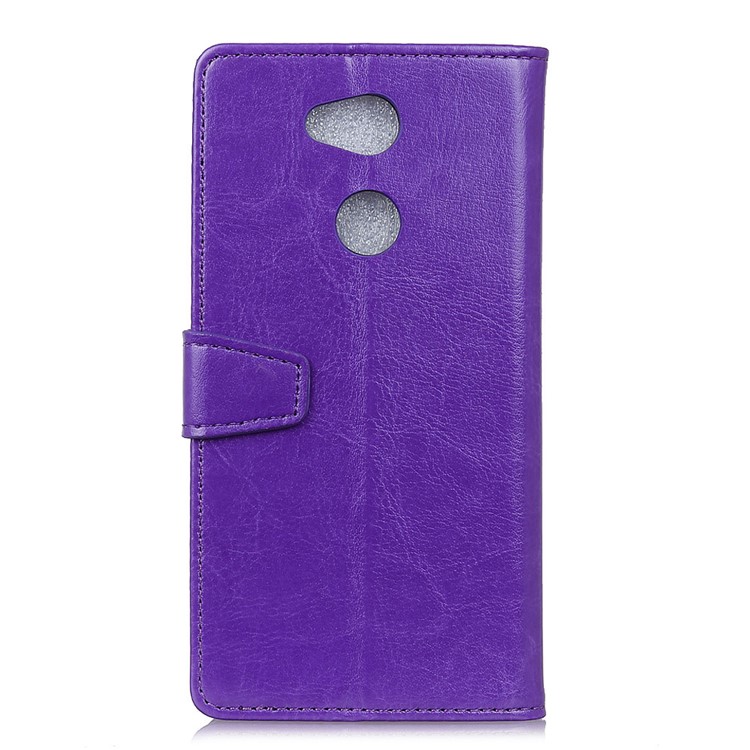 Crazy Horse Texture Wallet Stand Leather Case Accessory for Sony Xperia L2 - Purple-2