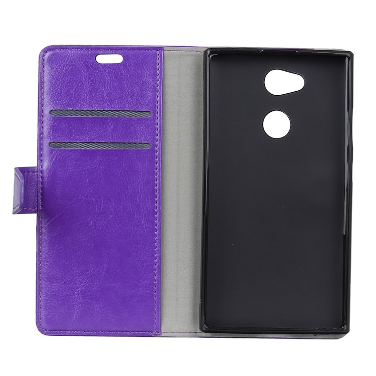 Crazy Horse Texture Wallet Stand Leather Case Accessory for Sony Xperia L2 - Purple-3