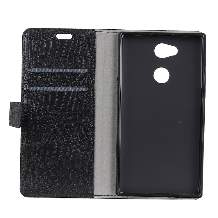 Crocodile Texture PU Leather Wallet Stand Phone Case for Sony Xperia L2 - Black-3