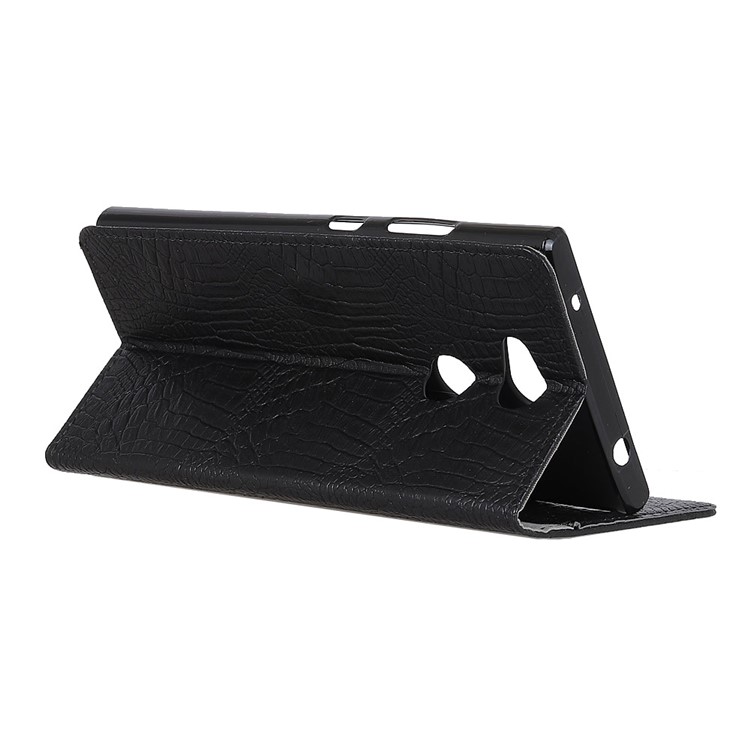 Crocodile Texture PU Leather Wallet Stand Phone Case for Sony Xperia L2 - Black-4