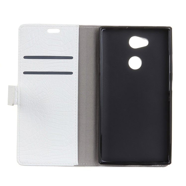 Crocodile Texture PU Leather Wallet Stand Phone Cover for Sony Xperia L2 - White-3