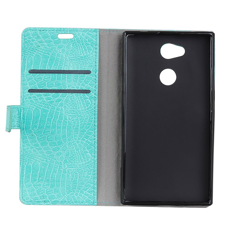 Crocodile Texture PU Leather Wallet Stand Mobile Case for Sony Xperia L2 - Cyan-3