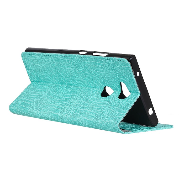 Crocodile Texture PU Leather Wallet Stand Mobile Case for Sony Xperia L2 - Cyan-4