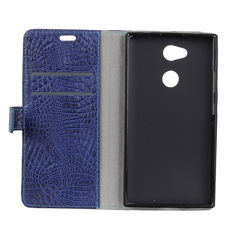 Crocodile Texture PU Leather Wallet Stand Mobile Cover for Sony Xperia L2 - Dark Blue-3