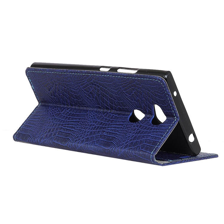 Crocodile Texture PU Leather Wallet Stand Mobile Cover for Sony Xperia L2 - Dark Blue-4