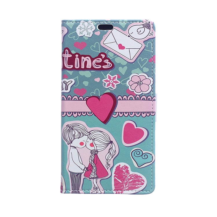 For Sony Xperia L2 Pattern Printing Wallet Leather Flip Stand Cover - Kissing Lovers-1