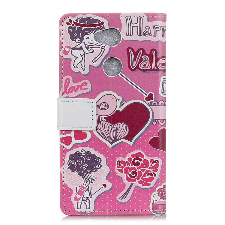 For Sony Xperia L2 Pattern Printing Wallet Leather Flip Stand Cover - Kissing Lovers-2