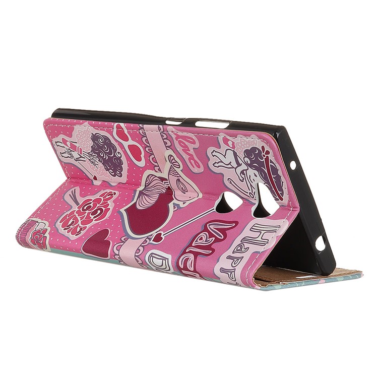 For Sony Xperia L2 Pattern Printing Wallet Leather Flip Stand Cover - Kissing Lovers-3