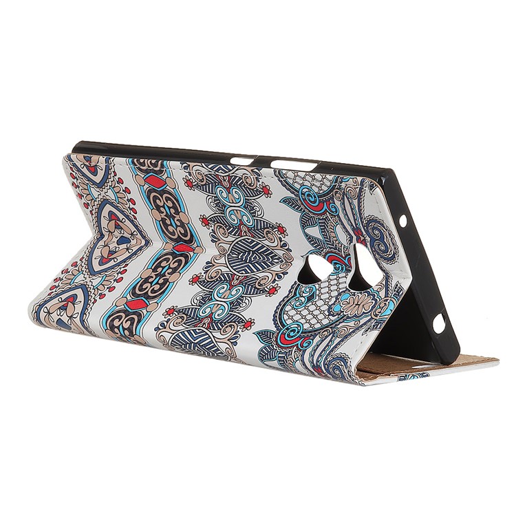 For Sony Xperia L2 Pattern Printing Leather Wallet Phone Casing - Arabic Floral Pattern-3