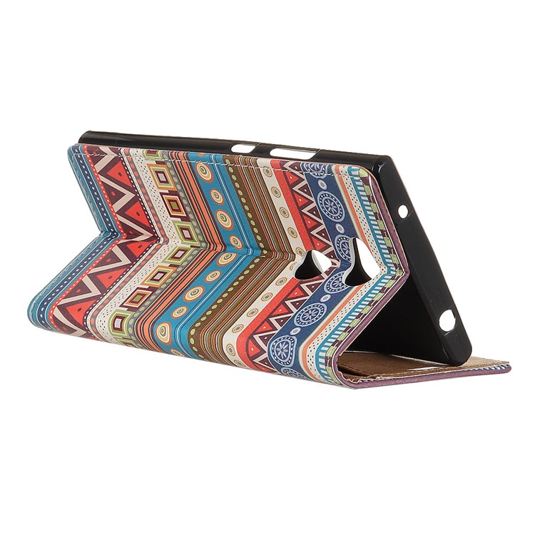 For Sony Xperia L2 Pattern Printing Wallet Stand Leather Case - Tribal Geometric Figure-3