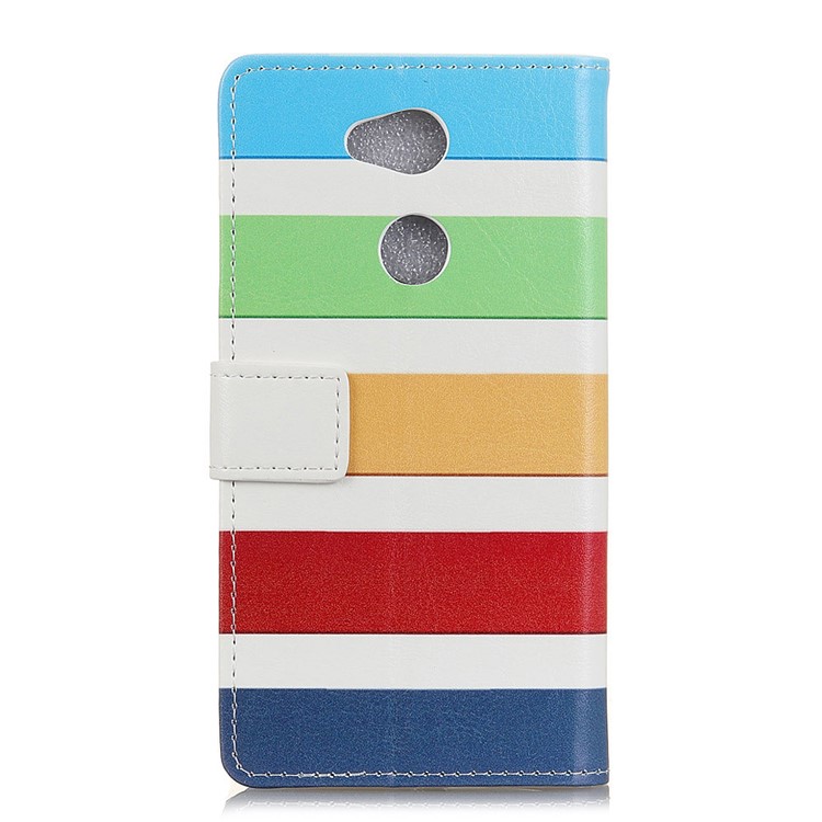 For Sony Xperia L2 Pattern Printing Wallet Stand Leather Cover - Colorized Stripes-2