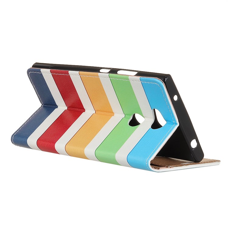 For Sony Xperia L2 Pattern Printing Wallet Stand Leather Cover - Colorized Stripes-3