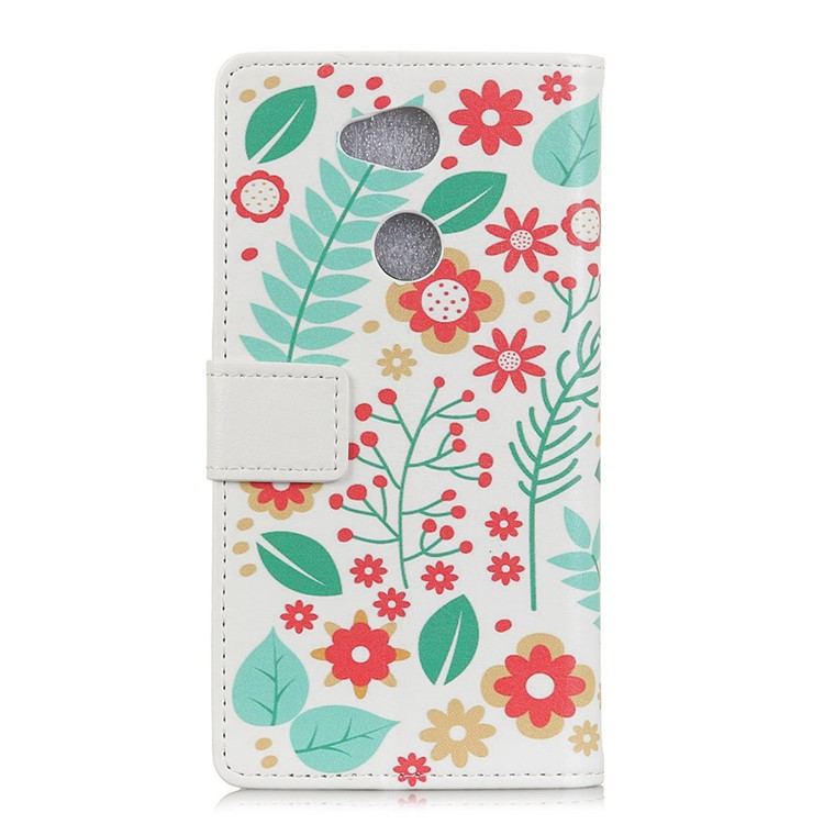 For Sony Xperia L2 Pattern Printing Wallet Leather Cell Phone Case - Flowers and Leaves-2