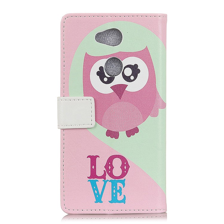 For Sony Xperia L2 Pattern Printing Wallet Leather Phone Accessory Case - Owl and Love Word-2