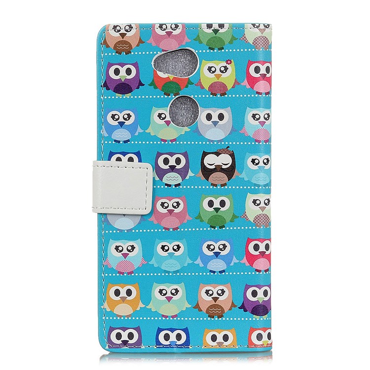 For Sony Xperia L2 Pattern Printing Wallet Leather Case Mobile Accessory - Multiple Colorful Owls-2