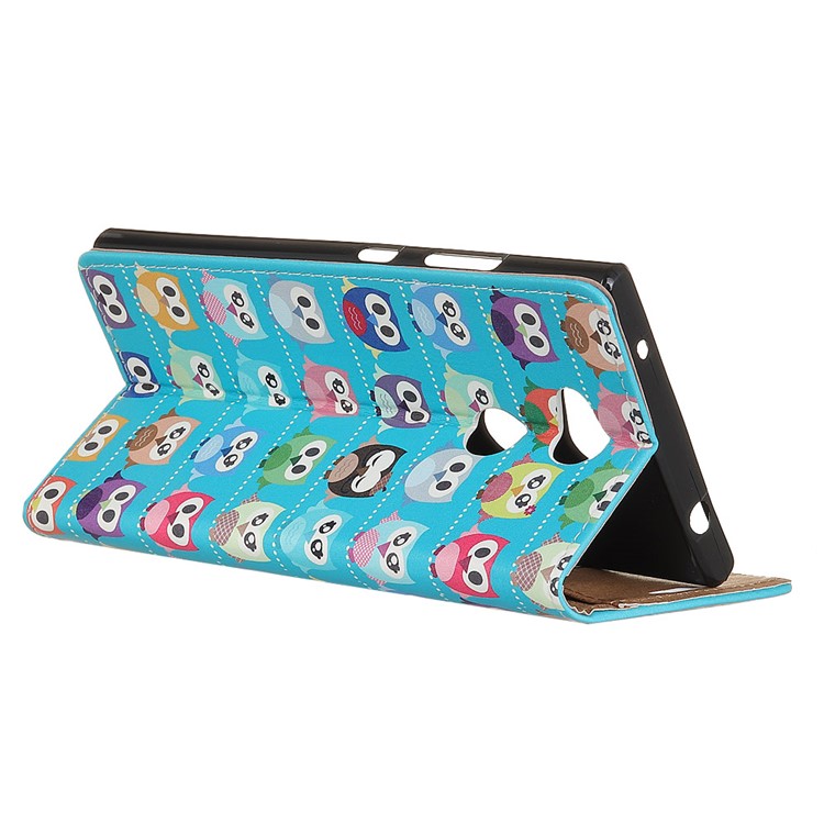 For Sony Xperia L2 Pattern Printing Wallet Leather Case Mobile Accessory - Multiple Colorful Owls-3