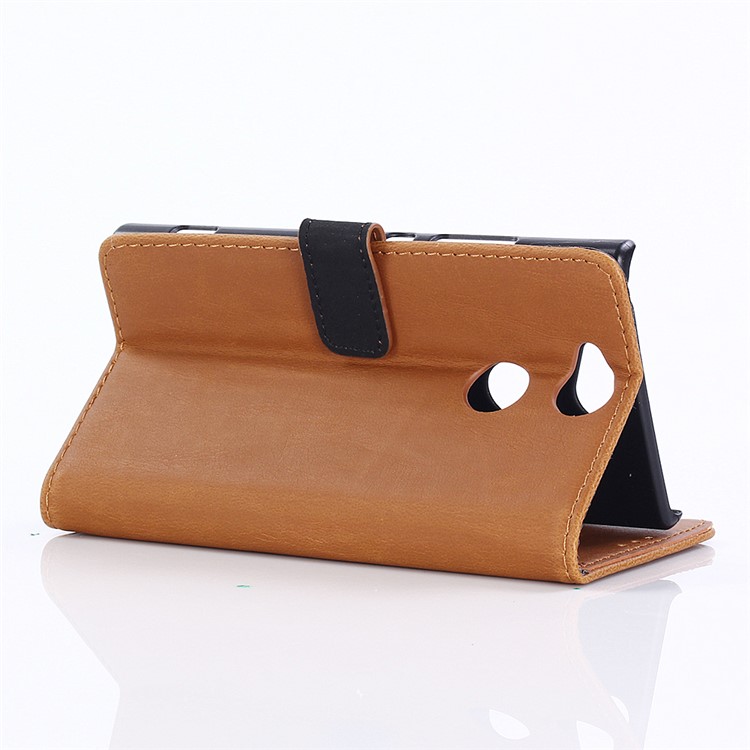Retro Style Leather Wallet Case Phone Shell for Sony Xperia XA2 - Brown-3