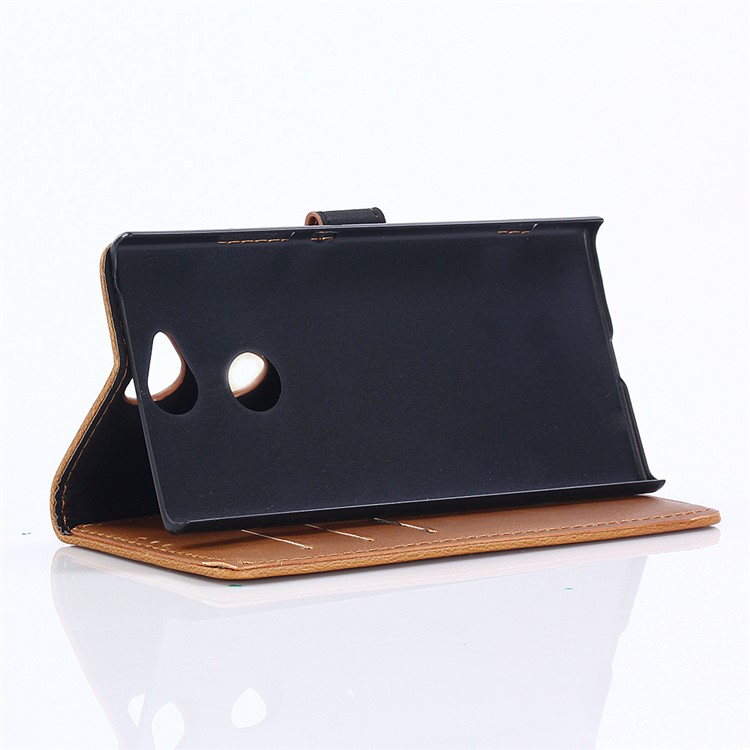 Retro Style Leather Wallet Case Phone Shell for Sony Xperia XA2 - Brown-4