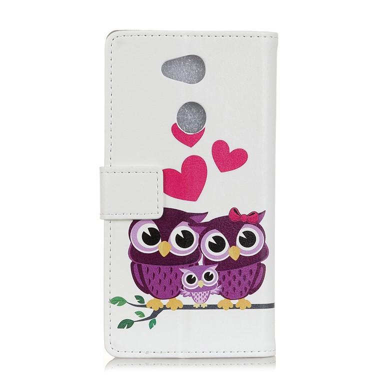 Pattern Printing PU Leather Wallet Stand Phone Cover for Sony Xperia L2 - Owl Family-3