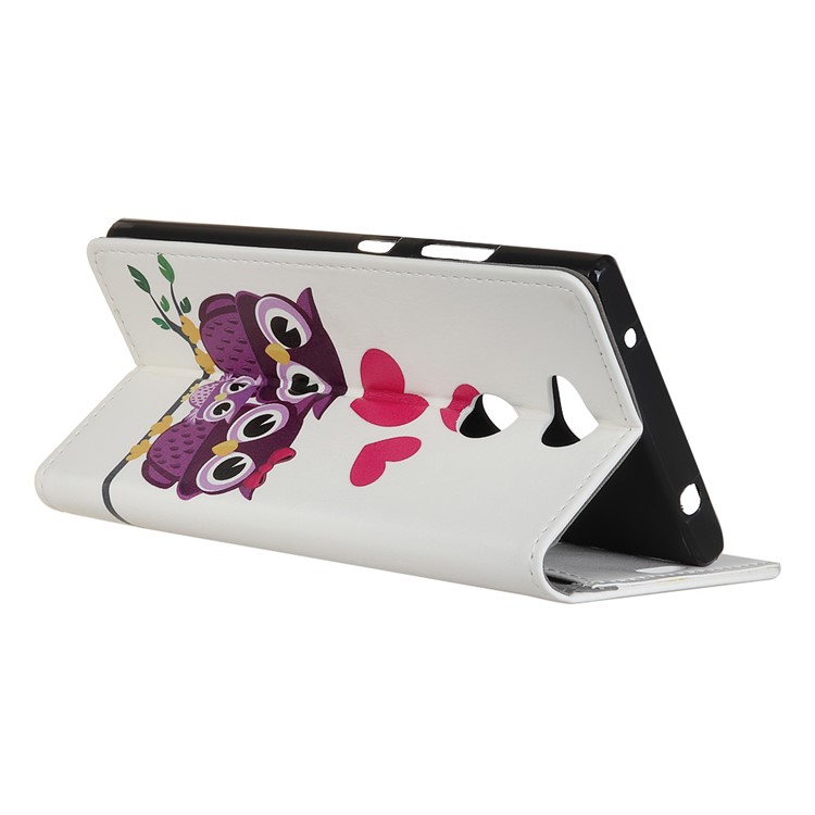 Pattern Printing PU Leather Wallet Stand Phone Cover for Sony Xperia L2 - Owl Family-4