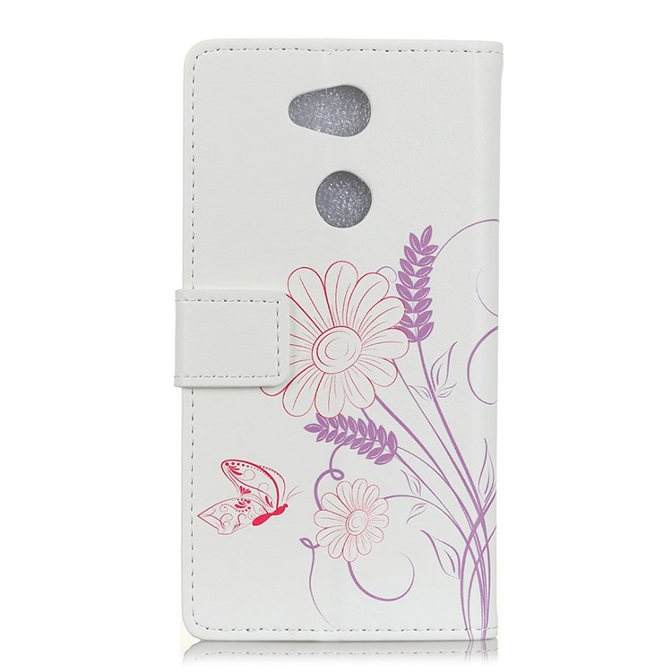 Pattern Printing Wallet Stand Leather Case for Sony Xperia XA2 - Flower and Butterfly-3