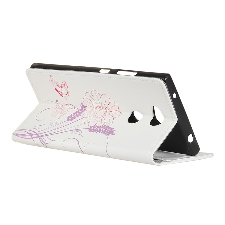 Pattern Printing Wallet Stand Leather Case for Sony Xperia XA2 - Flower and Butterfly-4