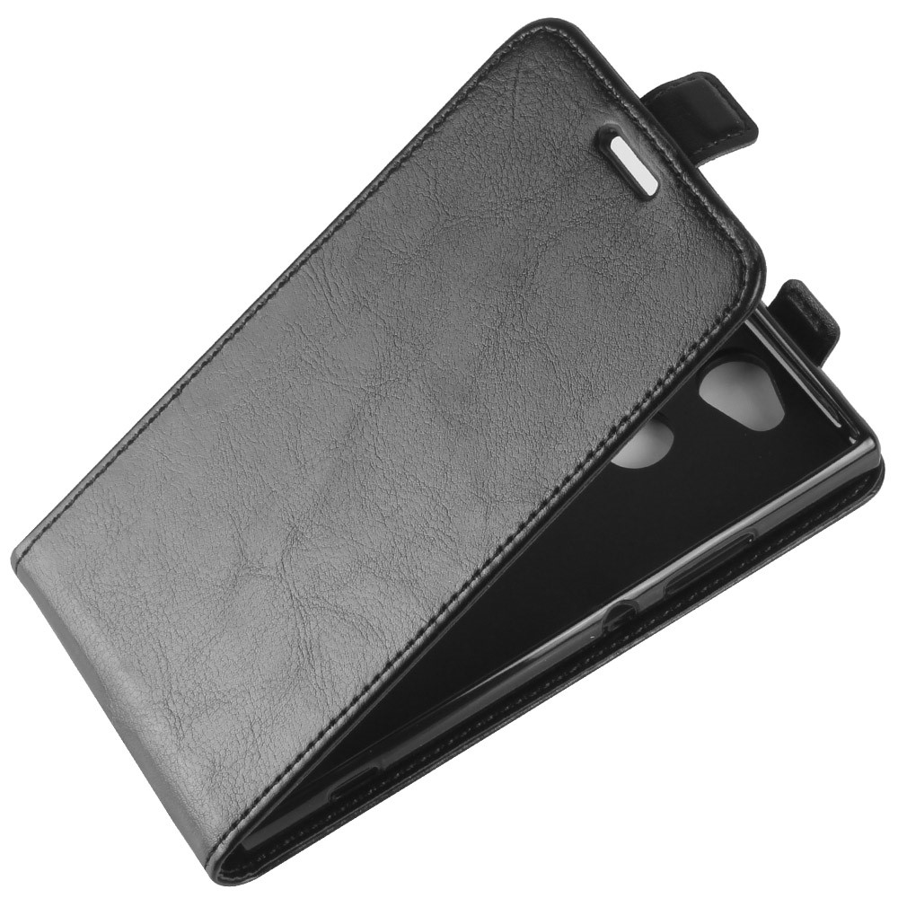 Crazy Horse Vertical Flip Card Case de Cuero Para Sony Xperia XA2 - Negro