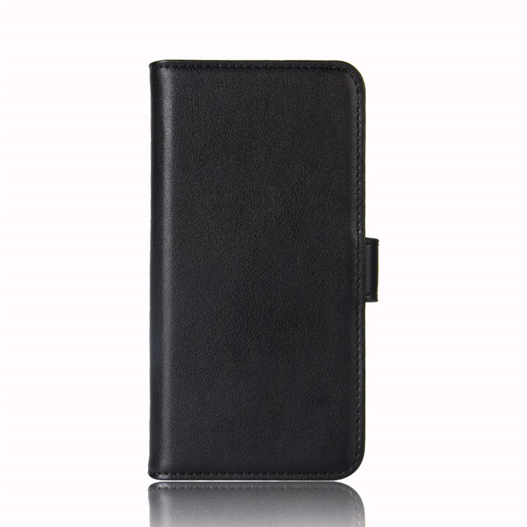 Genuine Split Leather Wallet Stand Cell Phone Case for Sony Xperia XA2 - Black-3