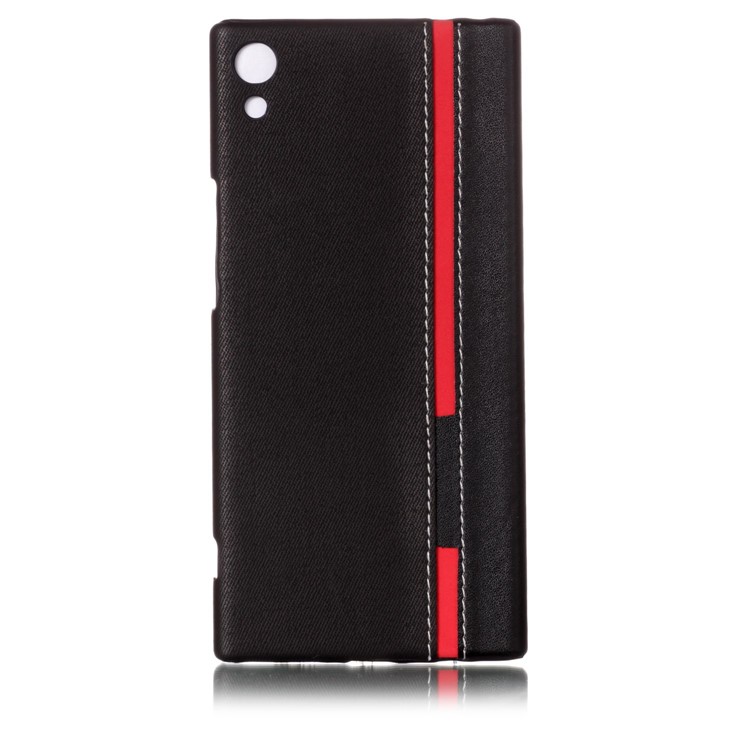 Contrast Color PU Leather Coated Hard PC Phone Case for Sony Xperia XA1 Ultra - Black-2