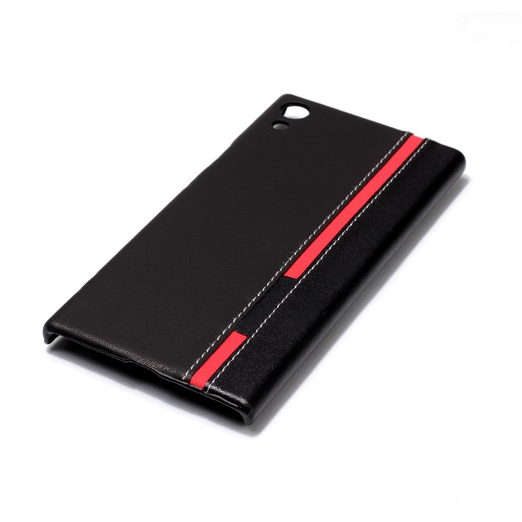 Contrast Color PU Leather Coated Hard PC Phone Case for Sony Xperia XA1 Ultra - Black-4