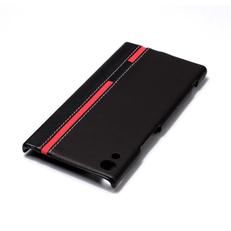 Contrast Color PU Leather Coated Hard PC Phone Case for Sony Xperia XA1 Ultra - Black-5