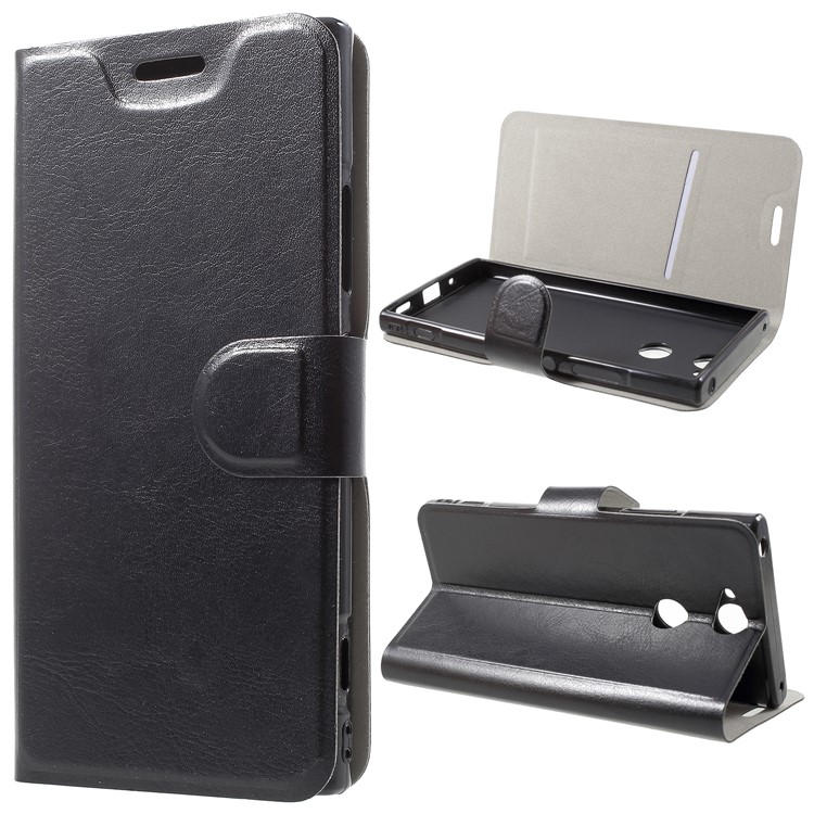 Crazy Horse Magnetic Stand Card Slot Leather Mobile Phone Case for Sony Xperia XA2 - Black-1