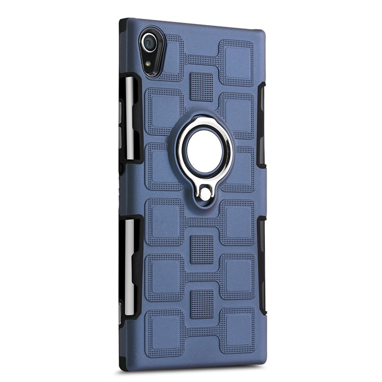 Geometric Pattern Magnetic Car Mount Ring Holder TPU PC Hybrid Case for Sony Xperia XA1 Ultra - Dark Blue-2