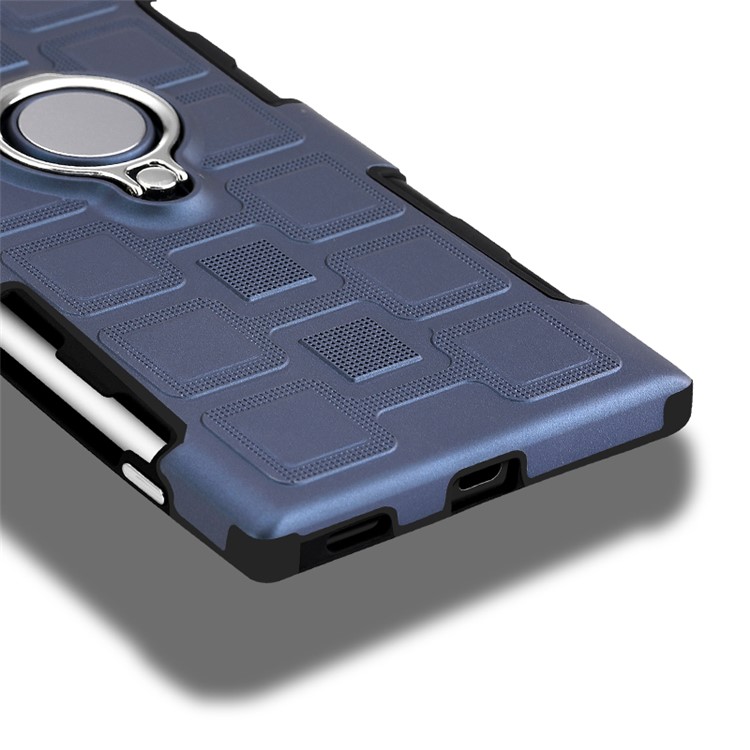 Geometric Pattern Magnetic Car Mount Ring Holder TPU PC Hybrid Case for Sony Xperia XA1 Ultra - Dark Blue-8