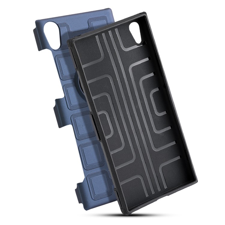 Geometric Pattern Magnetic Car Mount Ring Holder TPU PC Hybrid Case for Sony Xperia XA1 Ultra - Dark Blue-9