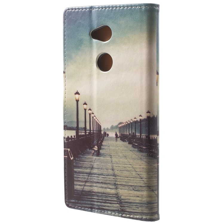 Musterdruck Brieftasche Leder Telefon Shell Für Sony Xperia XA2 - Dock Bei Sonnenuntergang-3