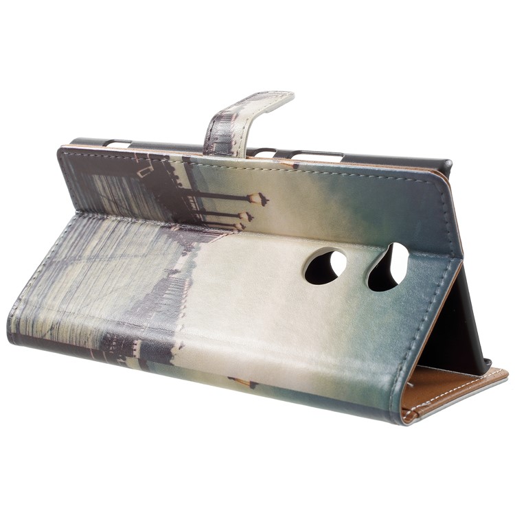 Musterdruck Brieftasche Leder Telefon Shell Für Sony Xperia XA2 - Dock Bei Sonnenuntergang-4