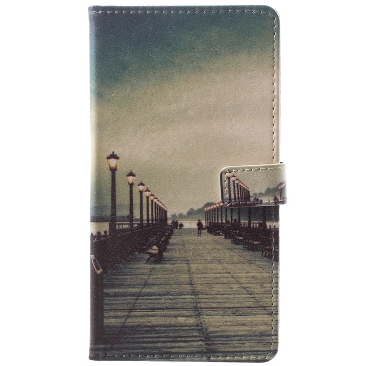 Pattern Printing Leather Wallet Stand Shell for Sony Xperia L2 - Dock at Sunset-1