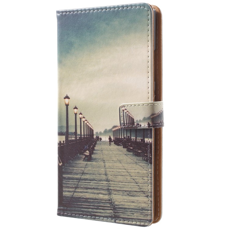 Pattern Printing Leather Wallet Stand Shell for Sony Xperia L2 - Dock at Sunset-2