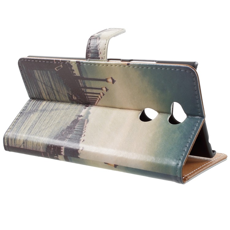 Pattern Printing Leather Wallet Stand Shell for Sony Xperia L2 - Dock at Sunset-4