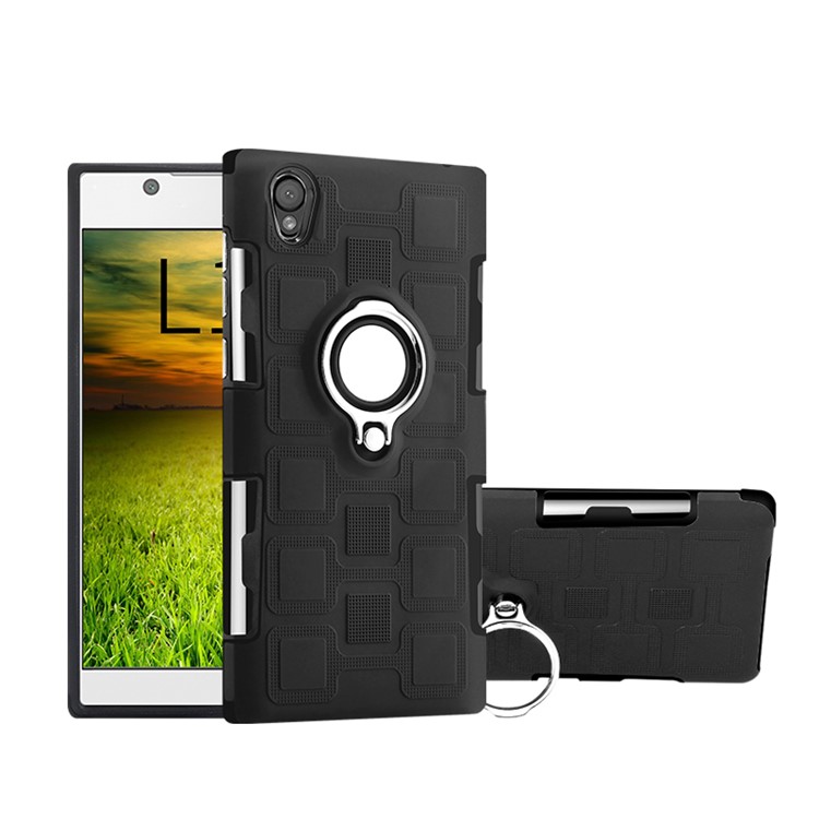 Geometric Pattern Magnetic Car Mount Ring Holder TPU PC Hybrid Back Case for Sony Xperia L1 - Black-1
