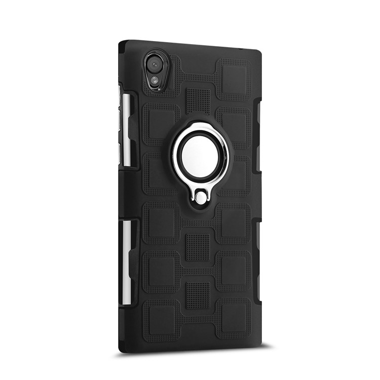 Geometric Pattern Magnetic Car Mount Ring Holder TPU PC Hybrid Back Case for Sony Xperia L1 - Black-2