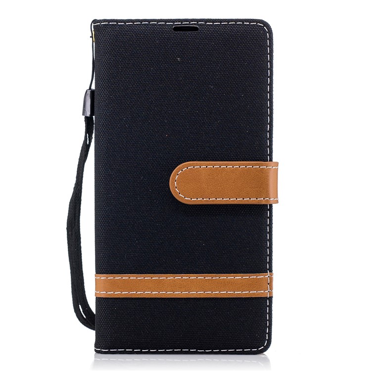 Two-tone Jean Cloth Wallet Leather Stand Cell Phone Cover for Sony Xperia XA2 - Black-2
