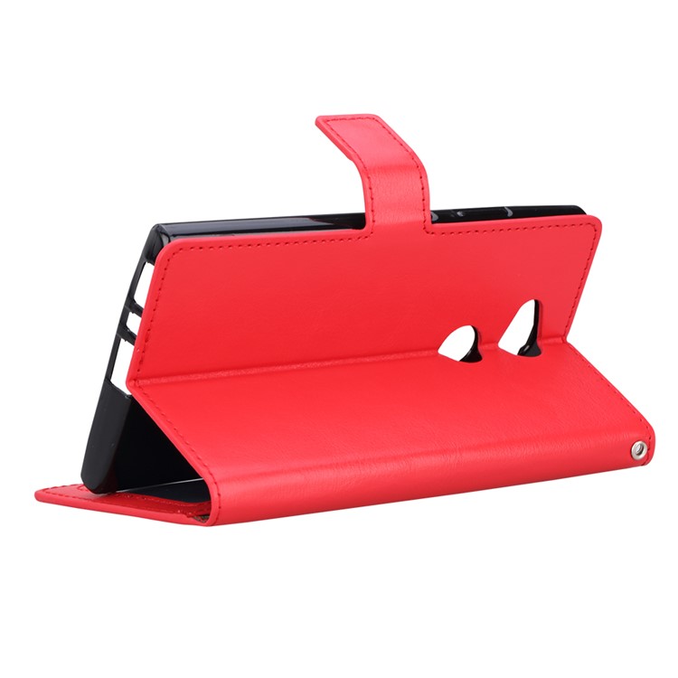 BTRCASE Crazy Horse Grain Leather Stand Wallet Protection Cover Case for Sony Xperia L2 - Red-5
