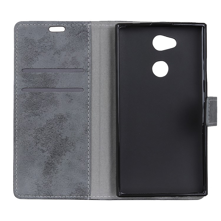 Vintage Style Wallet PU Leather Stand Protective Case for Sony Xperia XA2 Ultra - Grey-5
