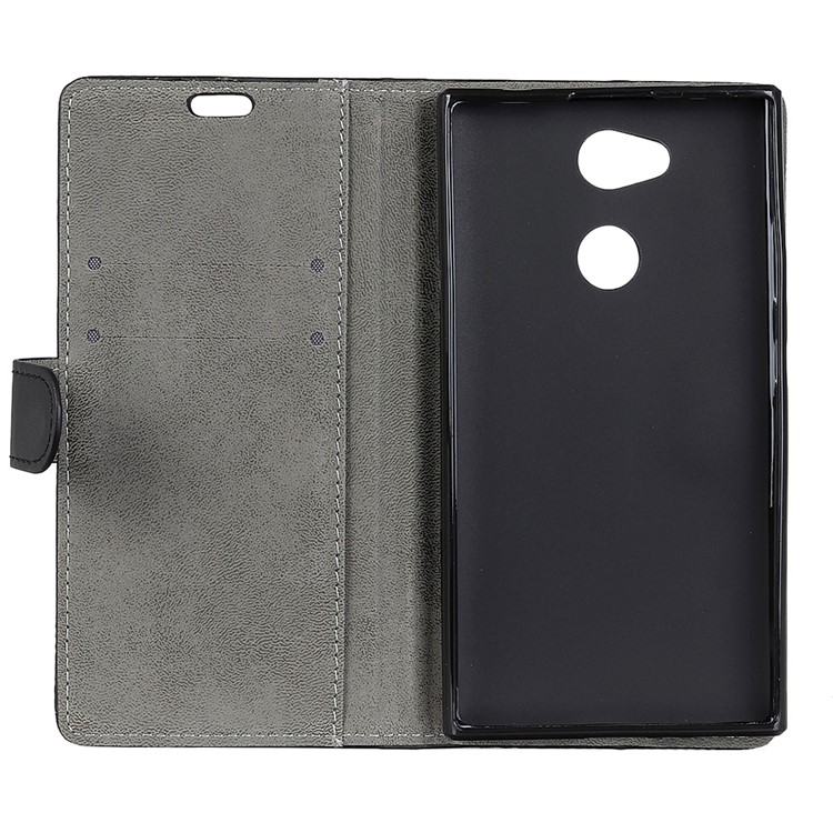 PU Leather Folio Flip Wallet Stand Cover Shell for Sony Xperia XA2 Ultra - Black-4