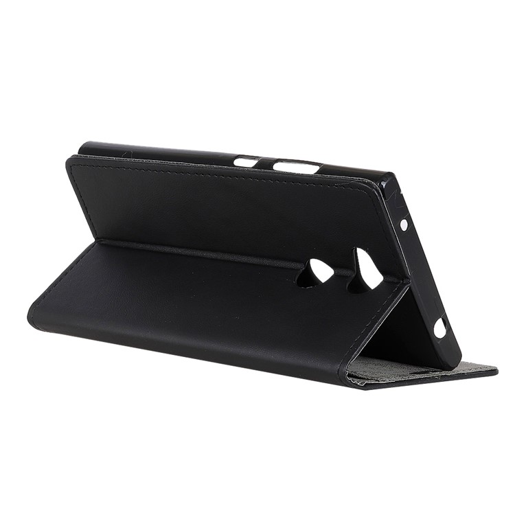 PU Leather Folio Flip Wallet Stand Cover Shell for Sony Xperia XA2 Ultra - Black-5