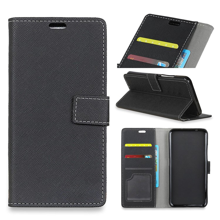 Cross Pattern Leather Magnetic Wallet Phone Case for Sony Xperia XA2 Ultra - Black-1